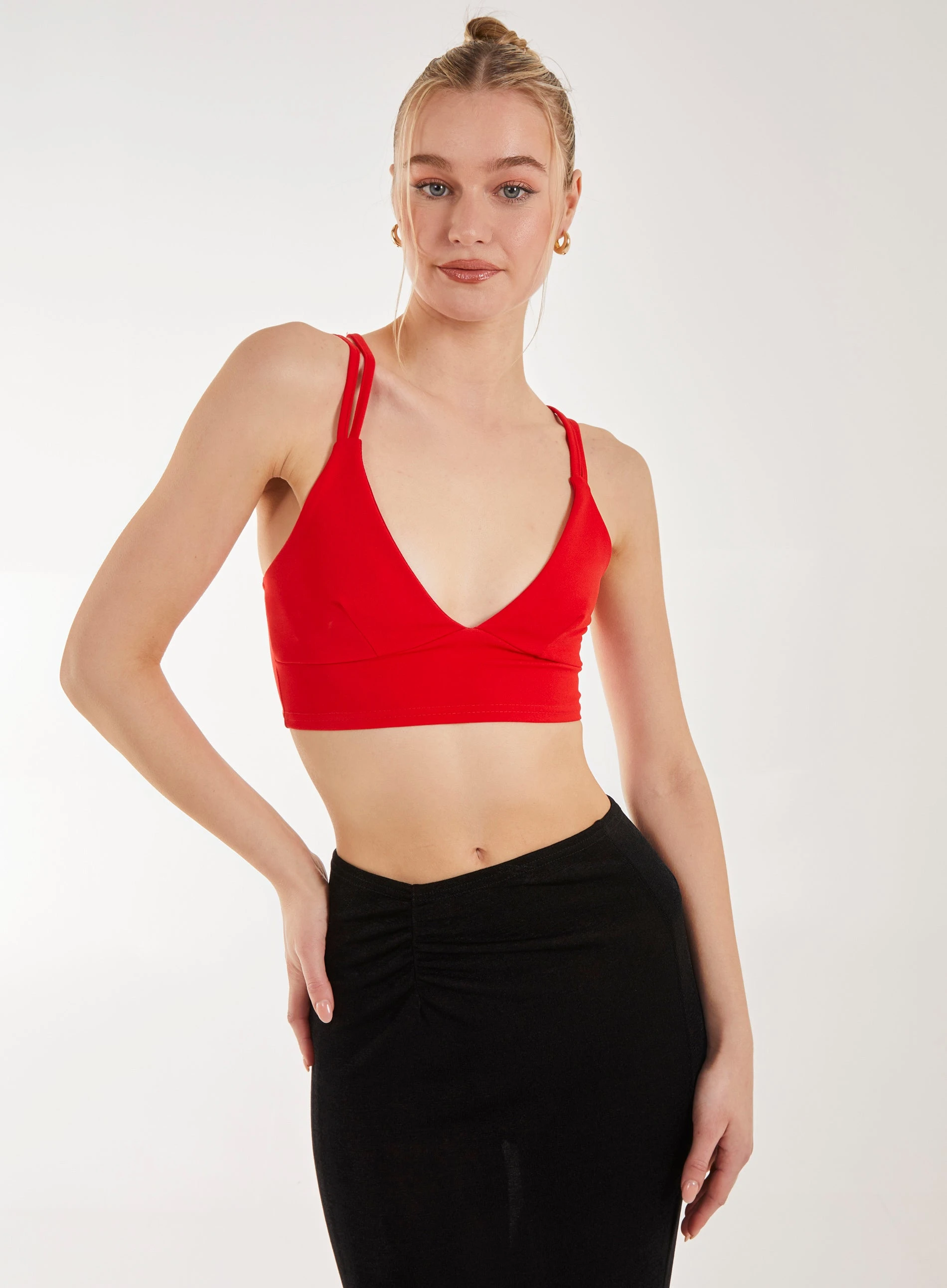 Cross Back Bralette Red