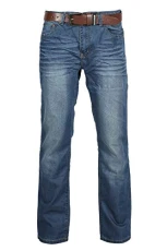 Cross Hatch Mens Branded Belted Denim Jeans Dark Blue W36 - Regular Cross Hatch Mens Branded Belted Denim Jeans Dark Blue W36 - Regular