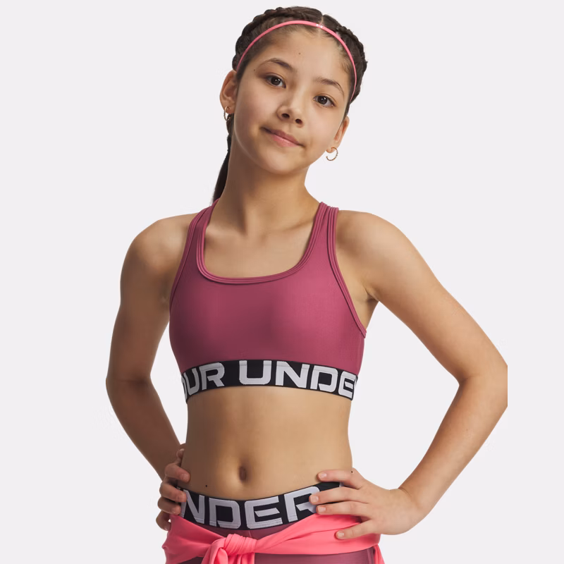 Crossback Girls Sports Bra Fuchsia Dusk / White YMD (54 - 59 in) - Red