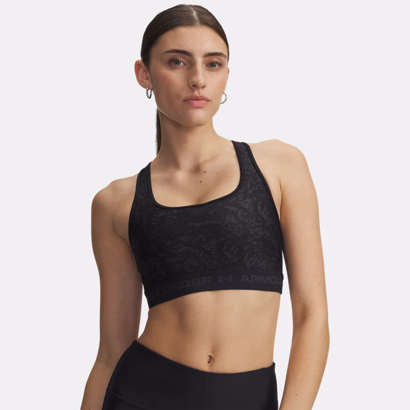 Crossback Mid Printed WoMens Sports Bra Black / Anthracite S