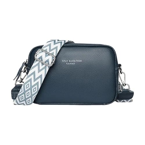 Crossbody Bag For Women,Genuine Leather Women's Cross body Camera Bags Handbag With Adjustable Wide Strap,Shoulder Bag For Ladies Girls Travel Work Daily Use,Leather Shoulder Bag Women (Blue)