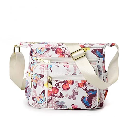 Crossbody Bags for Women Large Multi Pocket Casual Travel Bag Messenger Bags for Shopping Hiking Daily Use (Colorful Butterfly)