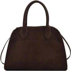Crossbody Bags for Women Suede Purse Tote Bag Vintage Top Handle Bag Fashion Retro Shoulder Satchel Bag for Work Travel (Coffee, Large)