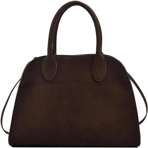 Crossbody Bags for Women Suede Purse Tote Bag Vintage Top Handle Bag Fashion Retro Shoulder Satchel Bag for Work Travel (Coffee, Large)