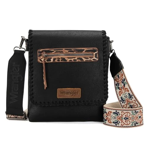 Crossbody Bags for Women Vintage Hand Woven Shoulder Purse, Pattern-rich Black