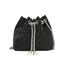 - Crossbody Shoulder Evening Bag, Shiny Bling Clutch Purse, Bucket, Beaded Strap, Handbag for Women Shoulder Bags Men Black, black, One Size
