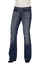 Crossim 0010HI Women's Low Waist Bootcut Jeans - Blue - UK 4