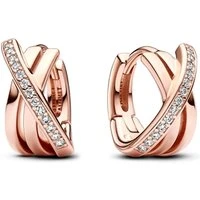 Crossover Pavé Rose Gold Hoop Earrings