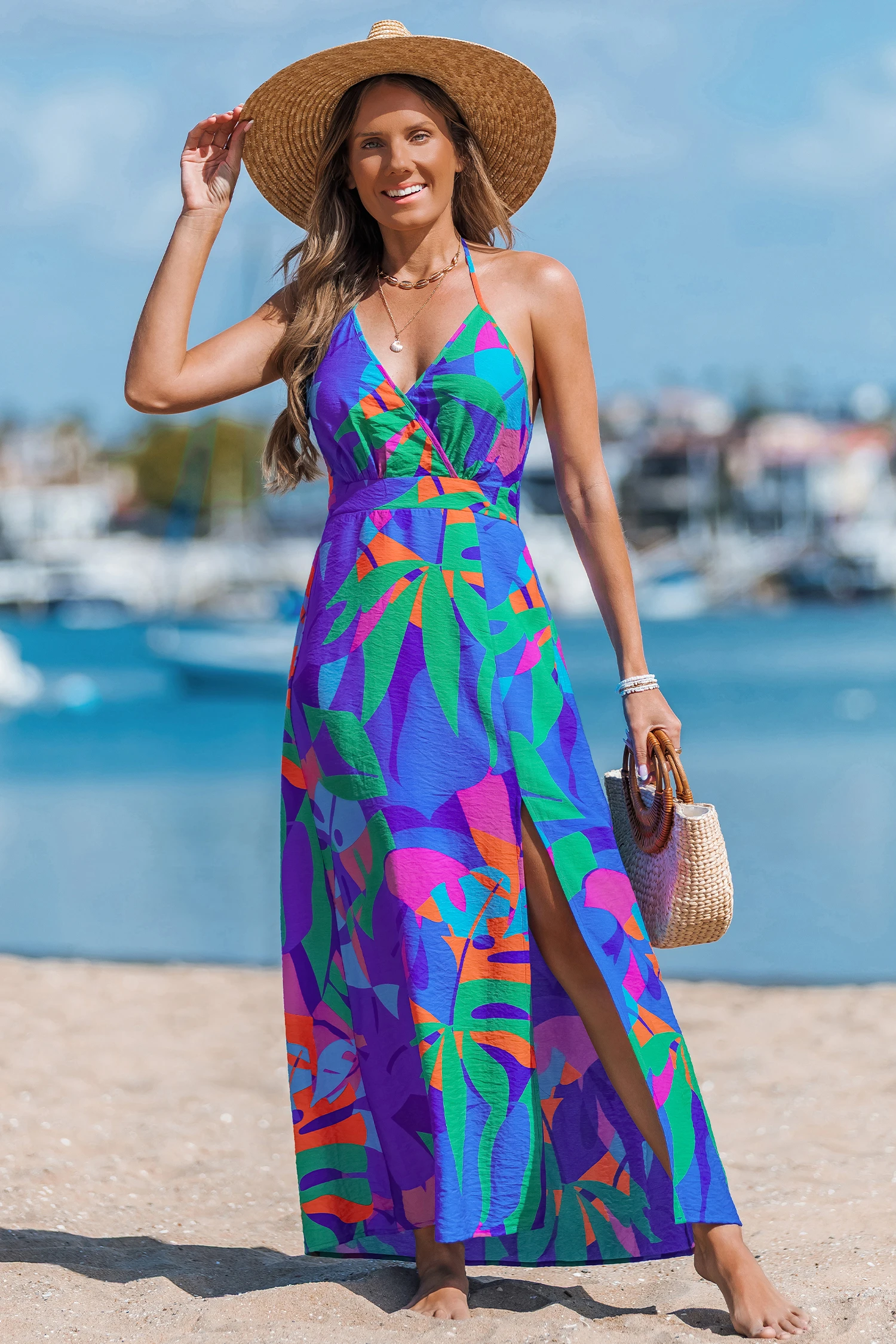 Crushed Ruby Tropical Maxi Dress ulti