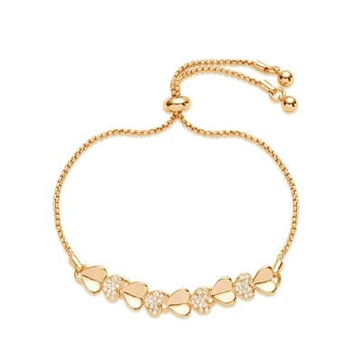 Crystal Heart Pull Bracelet - Gold