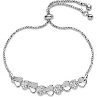 Crystal Heart Pull Bracelet - Silver