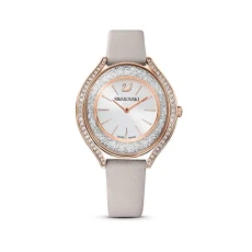 Crystalline Aura Watch, Leather Strap, Gray, Rose Gold-Tone Finish Crystalline Aura Watch, Leather Strap, Gray, Rose Gold-Tone Finish