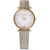 Crystalline Wonder Beige Leather Rose Gold Tone Watch