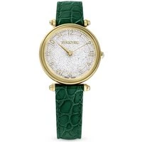 Crystalline Wonder Green Leather Gold-Tone Watch