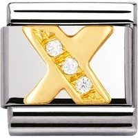 Cubic Zirconia X Charm - Stainless Steel