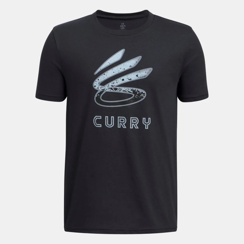 Curry Logo Boys T hirt Black / Stream YXL ( 67 in)