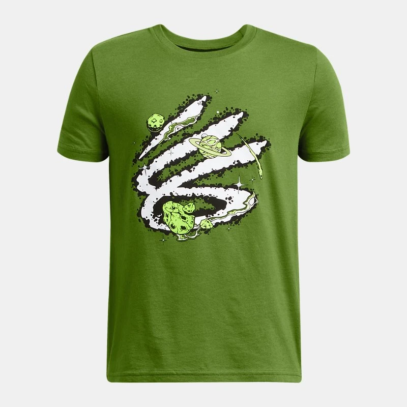 Curry Trend Boys T hirt Surplus Green / White YSM ( 54 in)