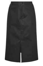 Curve Coated Split Hem Midi Skirt - Women's - Plus Size Curve Black Curve Coated Split Hem Midi Skirt - Women's - Plus Size Curve Black