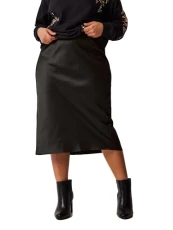 Curve Midi Satin Skirt - Women's - Plus Size Curve Black Curve Midi Satin Skirt - Women's - Plus Size Curve Black