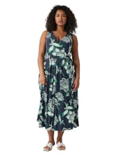 Curve Navy & Green Paisley Print Wrap Dress - Women's - Plus Size Curve Curve Navy & Green Paisley Print Wrap Dress - Women's - Plus Size Curve