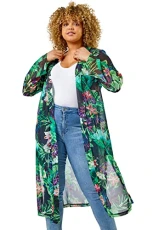 Curve Tropical Print Longline Kimono for Women UK - Ladies Everyday Holiday Spring Summer Edge to Edge Opening Comfy Soft Evening Vacation Work Party - Black - Size 20 Curve Tropical Print Longline Kimono for Women UK - Ladies Everyday Holiday Spring Summer Edge to Edge Opening Comfy Soft Evening Vacation Work Party - Black - Size 20