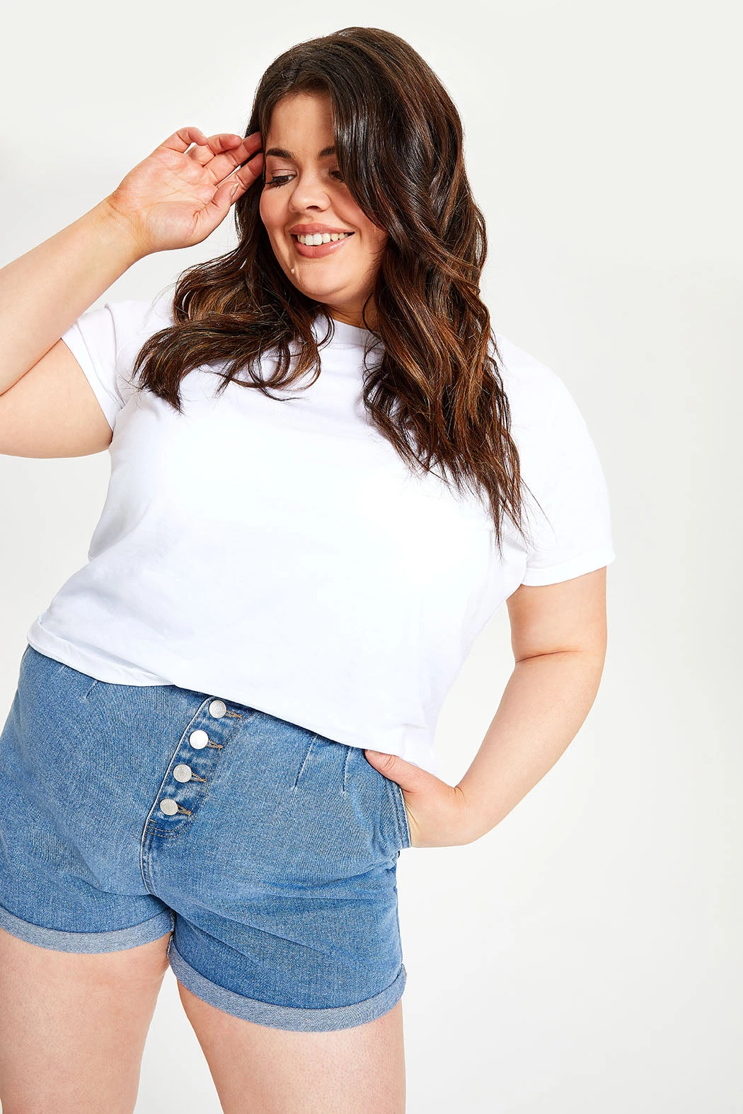 Curve Virgo Button Front Short Mid Wash /