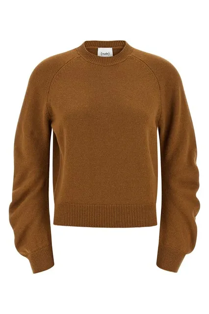 Curved sleeve sweater - Brown