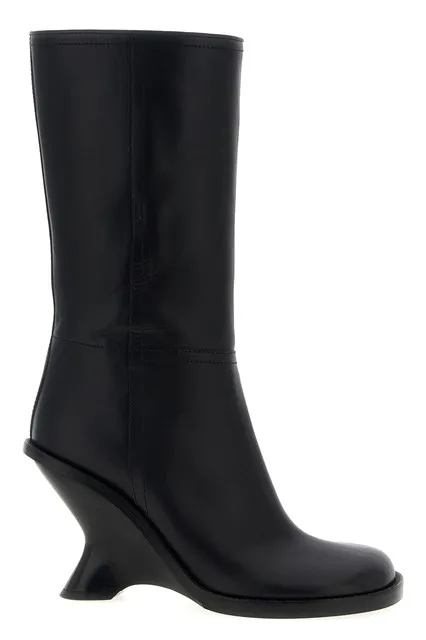 Curved wedge heel boots - Black