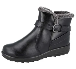 Cushion Walk Winter Warm Lined Ankle Boots Womens Padded UK 4-8 (UK 6 / EU 39, Skye Black)