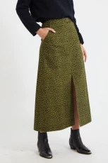 Custer Animal Print Maxi Skirt - Green