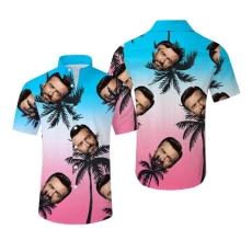 Custom Hawaiian Shirt with Face Picture for Men Personalized Tropical Summer Beach Casual Short Slee