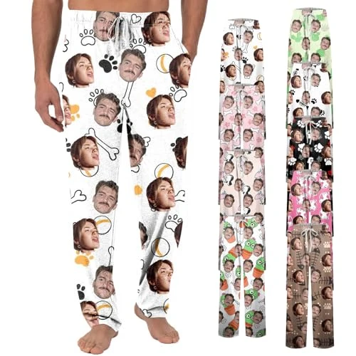 Custom Pyjama Pants With Face Photo For Men Women Personalized Pajama Pants With Packet For Couples Custom Pajama Sleepwear Bottoms With Pockets For Your Lover Multicolor S-3Xl (Style C)