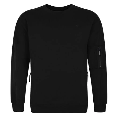 Cut & Sew Sweatshirt Long Sleeve Crew Neck Pockets Casual Black Navy Plus Size Mens 2XL-8XL LW152 (U