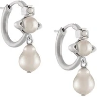 Cybille Orb Drop Hoop Earrings - Silver