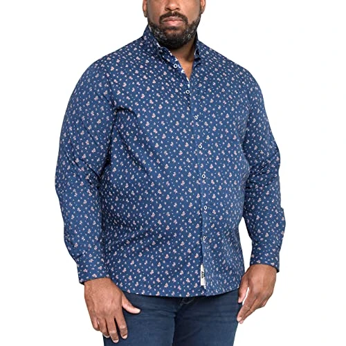 D555 Duke Button Down Shirt Kingsize Mens Long Sleeve Navy 5XL (Edmund)