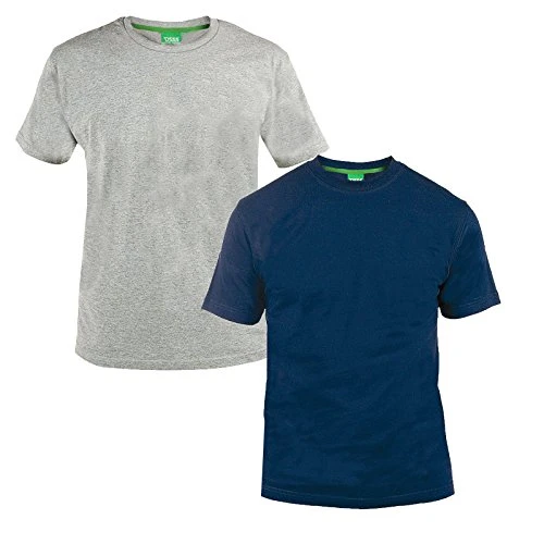 D555 Fenton T-Shirt Twin Pack - Blue/Grey - Tee, 6XL