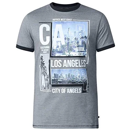 D555 Men's Big Size Howie Large Los Angeles Printed Crew Neck Short Sleeve T Shirt