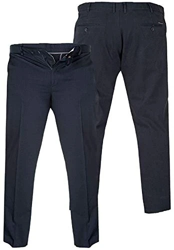 D555 Mens Big Size Stretch Chino Trousers with Extenda Waist in Navy in 48W x 33L