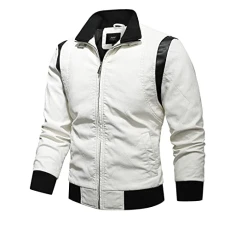 Daily Deals Hiking Winter Coat Men Embroidery Splice Leather Jacket Zipper Long Sleeve Hoodie Jacket Coat Zipper Pocket Jacket Long Duster Jacket Brown Men Brown Bomber Jacket Sale Clearance