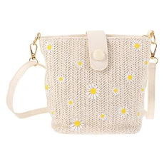 Daisy Rattan Shoulder Bag Straw Crossbody Bag Woven Messenger Bag Makeup Bag All- Match Handbag Women Daisy Rattan Shoulder Bag Straw Crossbody Bag Woven Messenger Bag Makeup Bag All- Match Handbag Women