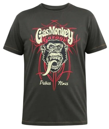 Dallas Official Gas Monkey Printed Short Sleeve T-Shirt for Men's (601531) in Khaki 5XL