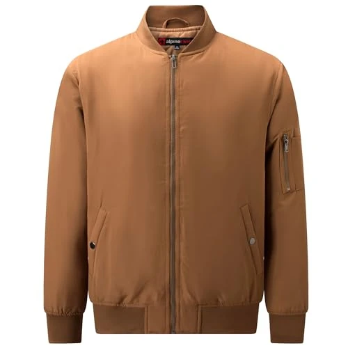 Damon Mens Bomber Jacket Lightweight Flight Jacket Windbreaker Casual Softshell Coat, Tan, M