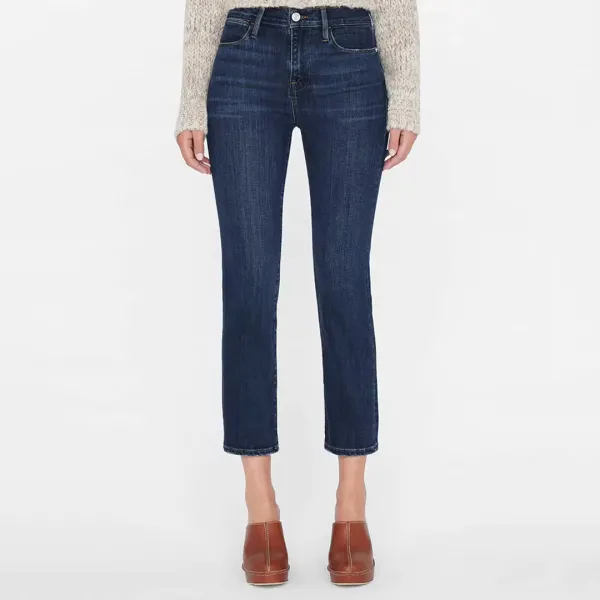 Dark Blue Le High Straight Jean - Blue