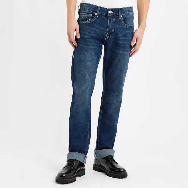 Dark Blue Ricky Straight Stretch Jeans - Blue
