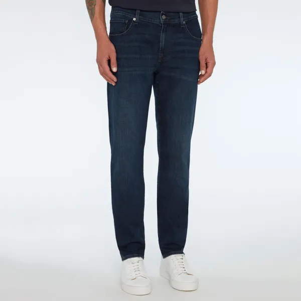 Dark Blue Slimmy Tapered Stretch Jeans - Blue