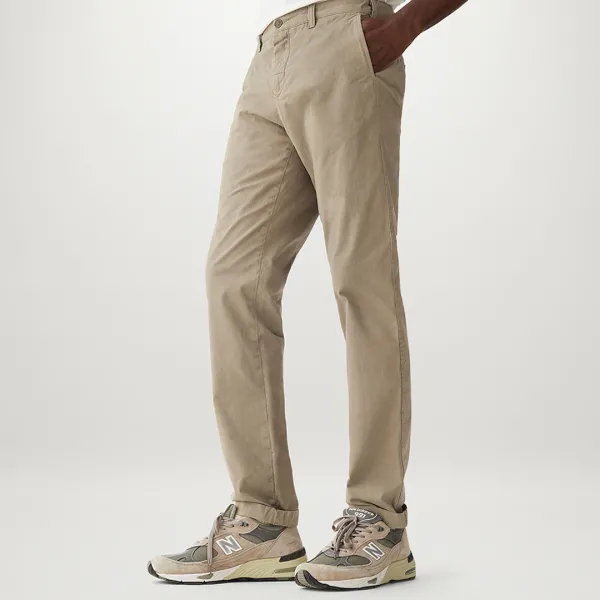 Dark Sand Officer Cotton Chinos - Beige
