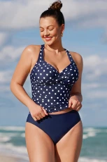 Darling Dots DD+ High Waisted Tankini Set - Navy