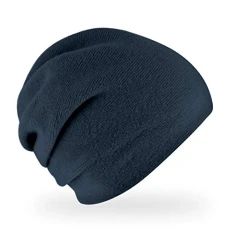 Darling Knitted Beanie Hat Made of Wool with Ruffles for Women Double Fine Knit Quality Made in Europe - Blue - One size