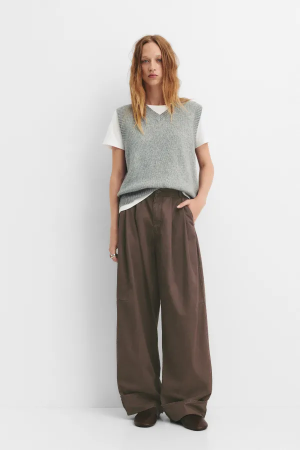 Darted Balloon Fit Trousers - Chocolate
