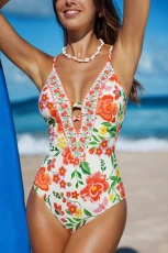 Dazzling Garden Slim & Sculpt One-Piece Swimsuit - Red